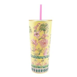 🎄 LILLY PULITZER 24 OZ PLASTIC TUMBLER WITH STRAW - TROPICAL OASIS NWOT